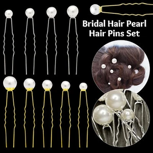 Luxury Gold Silver Pearl Bridal Hair Pins Clips Grip Bridesmaid Party - Picture 1 of 15