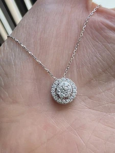 10k Weißgold Diamant 💎 Halo Anhänger 16" Halskette 0,63ctw - Bild 1 von 9