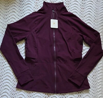 NWT Fabletics Women’s Sz L Trinity Performance Jacket Burgundy Full Zip Active - Image 1 of 4