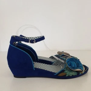 Ruby Shoo Women's Blue Short Wedge Strappy Heels UK Size 8 - Picture 1 of 10