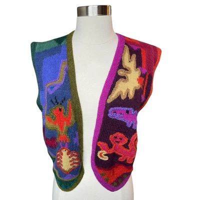 Chaleco mediano Peruvian Connection para mujer animales de alpaca vintage único boho Foto 1 de 4