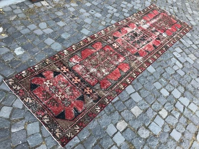 Turkish Vintage Rug Handmade Wool Rug Bohemian Runner Rug Home Rug 2,7 x 9,6 ft - Image 1 of 4