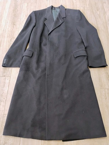 Burberry London Trench Pea Coat Uomo 48 XL Cashmere Lana Foderato Giacca Lunga Blu