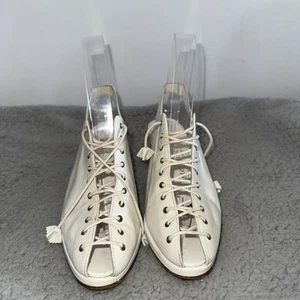Stephane Kelian weiße LEDER-SANDALEN MITTELHOHER ABSATZ OFFENE SPITZE SLINGBACK 4 1/2 - Bild 1 von 11