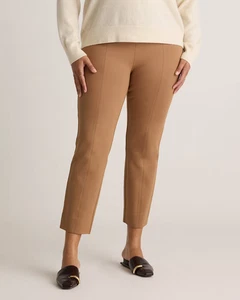 Quince Women Ultra-Stretch Ponte Pintuck Pants XL Ankle Tan Camel Roasted Pecan - Picture 1 of 9