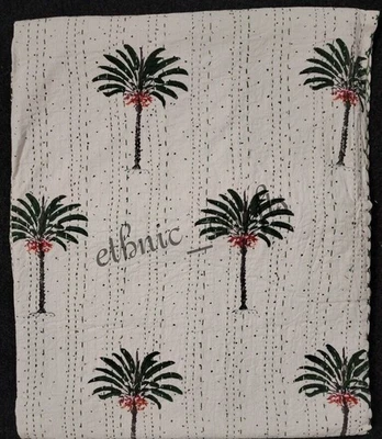 Coverlet Summer Quilt Bedspread Quilt Block Print Kantha Throw Reversible - Image 1 of 4