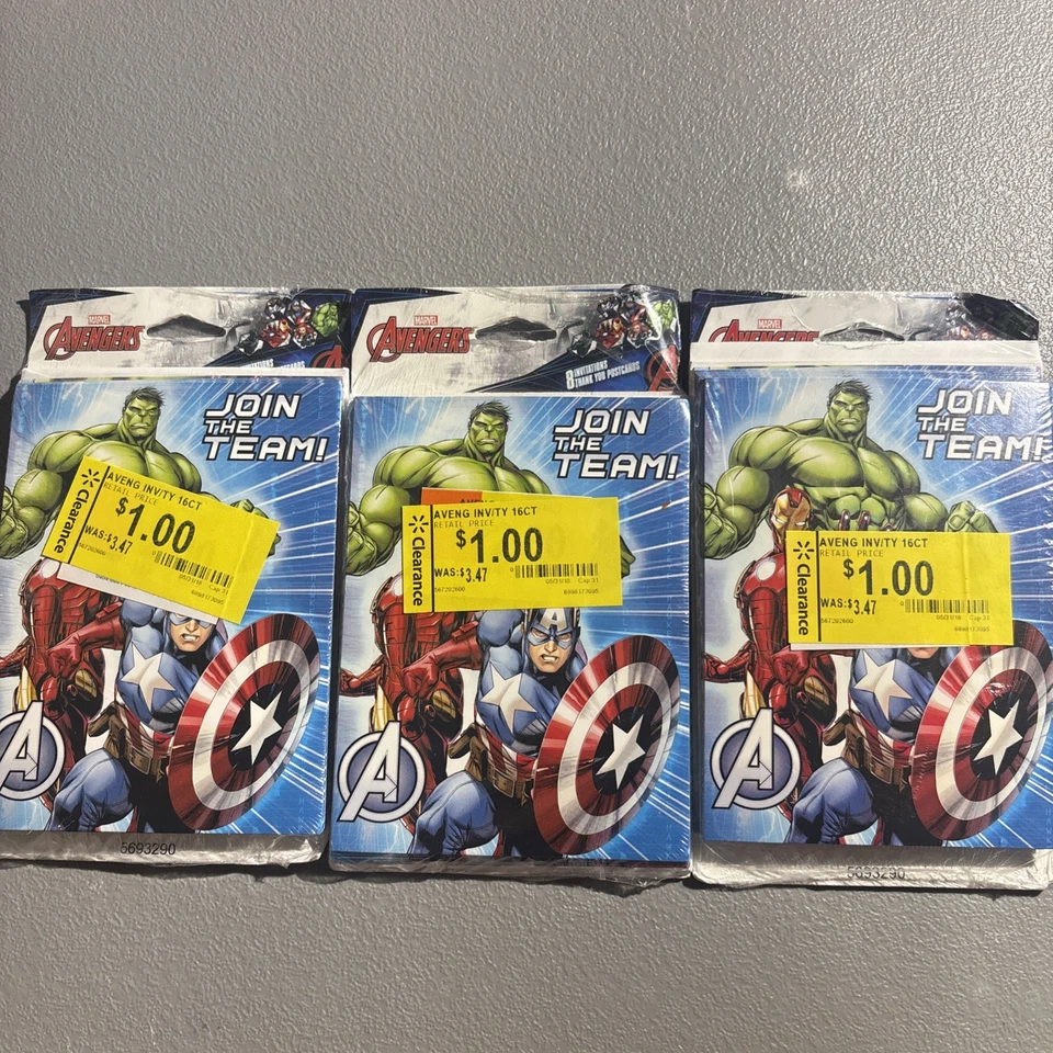 3 PACKS DE INVITACIONES DE FIESTA "ÚNETE AL EQUIPO" MARVEL AVENGERS (24 INVITACIONES) Foto 1 de 2