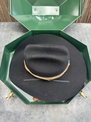 De Colección Bailey Sombrero de Vaquero Negro Castor Profesional 5X EE. UU. Fieltro Western Rodeo Rancho Hombres Años 90 Foto 1 de 4