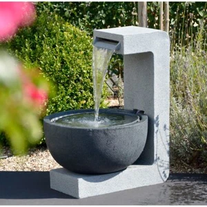 Gartenbrunnen Pflanzkübel Springbrunnen Wasserfall Zierbrunnen LED Wasserspiel - Bild 1 von 9