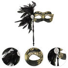 Women Masquerade Mask for Halloween Sexy Handheld Diamond Tassel (Gold)