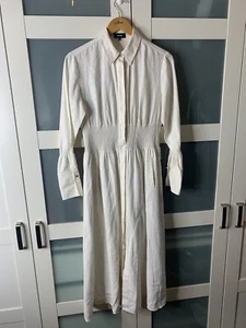 ME+EM Linen Shirt Dress UK 8 | Light Beige | Smart Casual Work Church Button Up - Picture 1 of 24