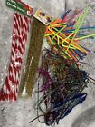 Vintage Pipe Cleaner Chenille Stems Large Lot Craft Kit Candy Cane Neon Tinsel
