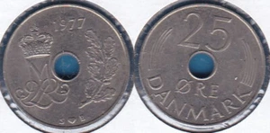 DENMARK 1977 Queen Margrethe II 25 Ore KM-861.1 CU-NI UNC - US Seller - Picture 1 of 1