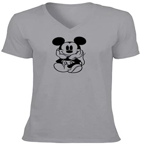 Mens/Unisex Tee V-Neck T-Shirt Classic Cute Cartoon Printed Gift Mickey Mouse - Picture 1 of 12