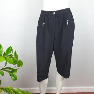 Black Pepper Breakaway Size 12 Capri Long Shorts Black Elastic Waist Pockets - Bild 1 von 9