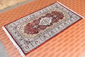 Living Room Yoga Red Oriental Area Rug 3x5 Silk Carpet Medallion Design - Picture 1 of 6