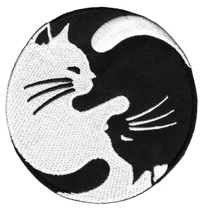 ab30★Yin Yang Gato Parche para Planchar Imagen Parche Yoga 8 x 8 cm - Imagen 1 de 1