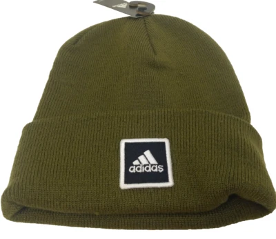 Adidas Beanie взрослых один размер с манжетами вязаная шапка зимняя шляпа оливковый зеленый - Изображение 1 из 4