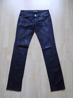 JEANS DE ALGODÓN RECUBIERTOS DE RESINA DE PU NEGROS PARA DAMA TALLA UK 32" CINTURA 34" PIERNA  Foto 1 de 4
