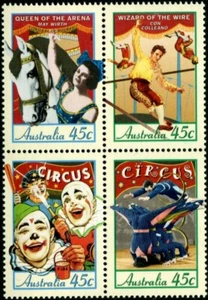 Australia Circuses in Australia 1997 bloque de 4 como nuevo nunca bisagras, limpio y fresco - Imagen 1 de 1