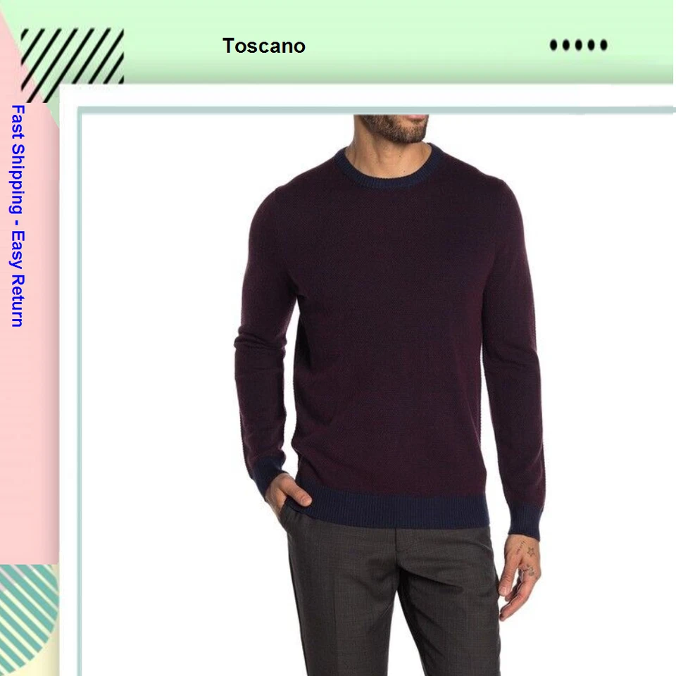 Toscano Crew Neck Long Sleeve Sweater Midnight Size L