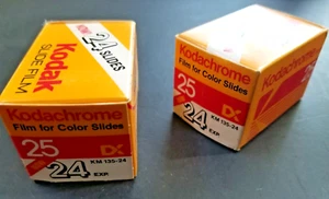 Lot de 2 films à diapositives couleur Kodak Kodachrome 25 DX - KM135 - Scellé - Expiré 1988 - Photo 1 sur 5
