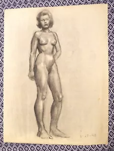 Frauenakt Original Kohlegemälde des Künstlers Robert Chisholm 1948 tolles Geschenk - Bild 1 von 1
