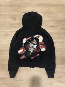 Dussault Custom Ink Snake Skull Art Full Zip Hoodie Women Size Large - RARE - Foto 1 di 9