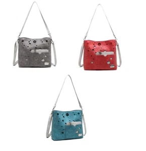 Hi di Noi Bolso de Mano + Monedero la Cartera Azul Turquesa Gris Rojo Aquarius - Picture 1 of 6