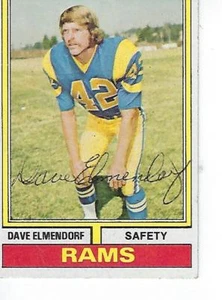 DAVE ELMENDORF SIGNED 1974 TOPPS #370 - LOS ANGELES RAMS - Picture 1 of 1