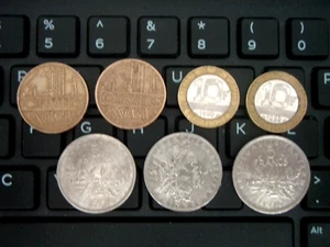 French 10 & 5 Franc Coins - 4 x 10 Franc (2 Different Designs) + 3 x 5 Franc - Picture 1 of 4