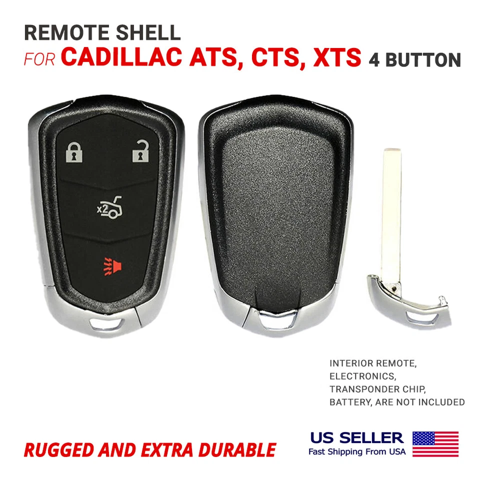 Remote Key Shell For Cadillac ATS, CTS, XTS with 4 Button Emergency Key HU100 Foto 1 de 1