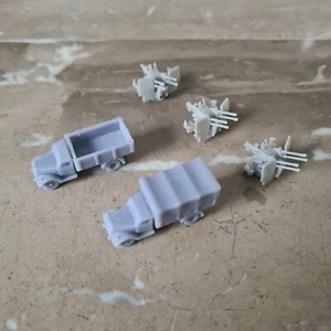 3x Flak-Vierling, 2x Opel Blitz unbemalt, 1:160, Spur N, WW2, Wehrmacht, Militär - Bild 1 von 1