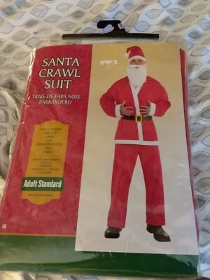 New  Halloween Christmas Santa claus Pub Crawl Suit Outfit/beard adult Costume  - Image 1 of 4