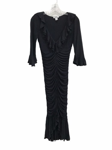 Abito MOSCHINO ECONOMICO E CHIC scollo a V manica 3 4 increspato nero TG 6 IT 40 VINTAGE