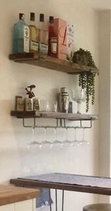 Wooden Rustic Shelf With Industrial Brackets - Picture 1 of 1