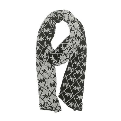 Bufanda MICHAEL Kors Monograma Nueva con Etiquetas Plateada Negra Metálica Cómoda Tejida Clásica Foto 1 de 4