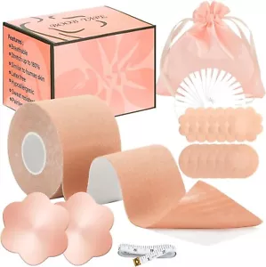 Boob Tape, Breast Lift Tape, 14 PCS Nipple Cover with Breast Lift Tape - Picture 1 of 7
