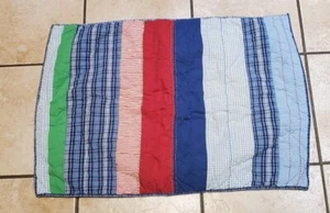 Pottery Barn Kids Plaid Striped 1 Standard Sham Patchwork Primary Colors - Picture 1 of 5