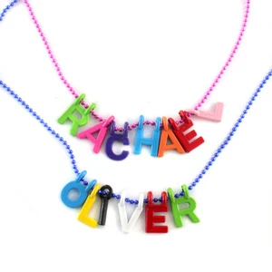 Personalizado Niñas Nombre personalizado Collar Letras del alfabeto rosa azul cadena niños - Imagen 1 de 10