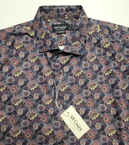 $288 New ST. CROIX Button Front Shirt Men's MEDIUM M 15/15.5 Multicolor FLORAL - Picture 1 of 6