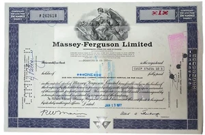 CERTIFICATO PER 1 AZIONE - STATI UNITI - MASSEY-FERGUSON LIMITED 1977 - RARO - Foto 1 di 2