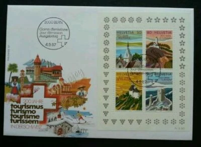 [SJ] Switzerland Tourism 1987 House City Landmark (miniature FDC) - Image 1 of 4