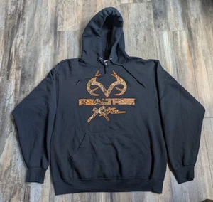 Realtree Felpa Uomo Nera/Mimetica con Cappuccio Unisex Grande Logo Cervo Caccia Jerzees Tag - Foto 1 di 5
