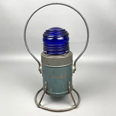 Linterna de Ferrocarril Starlite Años 60 Luz de Vidrio Azul Metal 215C Bandera Intermitente De Colección Foto 1 de 4