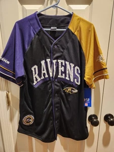 Large -- NFL Baltimore Ravens Baseball-Stil Trikot von Ultra Game Neu mit Etikett - Bild 1 von 14