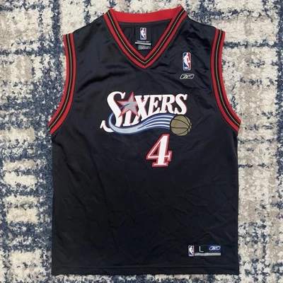Camiseta Reebok Chris Webber #4 Vintage Juvenil Grande (14-16) Philadelphia 76ers Foto 1 de 4