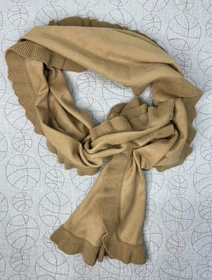 Nordstrom Lana Cachemira Volantes Camel Marrón Envolvente Chal Bufanda Pashmina Foto 1 de 4