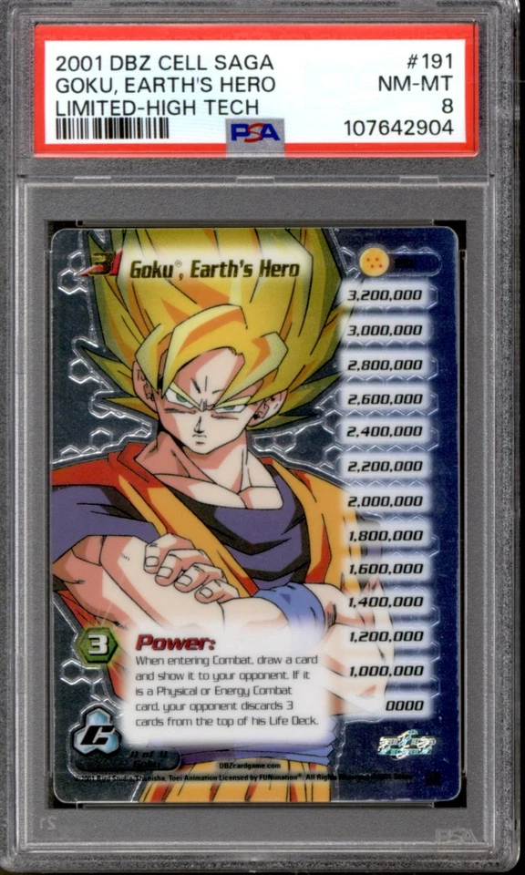 Score Dragon Ball Z Cell Saga Goku, Earth's Hero 191 High Tech 11/11 FOIL PSA 8 - Image 1 of 1