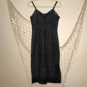Vintage 1955 Van Raalte #7880 Black Nylon Lace Full Slip 34A - Picture 1 of 9